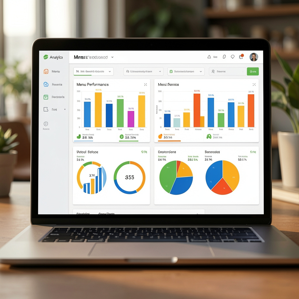 A dashboard showing graphs of menu item clicks